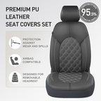 CAROMOP Luxury PU Leather Car Seat Covers Full Set-Waterproof Seat Protectors with Split Bench Seat Covers for Cars-Universal