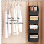 Homsorout Hanging Closet Organizer 4 Tier - Clothes Hanging Shelves, Space-Saving Closet System, Fabric Storage Bins Bedroom 
