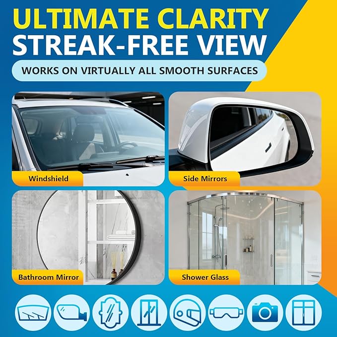 Car Water Repellent & Anti-Fog for Windshield – Advanced Hydrophobic Coating, Clear Vision, Long-Lasting Protection, Easy App