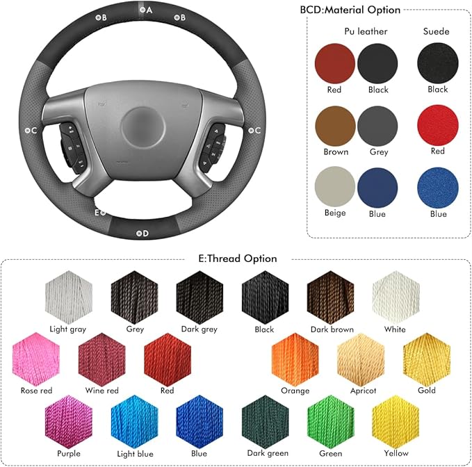 MEWANT Hand Stitch Steering Wheel Cover for Chevy Silverado 1500 2500 Suburban Tahoe Customized by Real Leather Suede