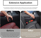 Car Seat Gap Filler Plug Strip with Storage Slot, Automotive Side Seat Organizer or Catcher Fill The Gap Between Seat & Console, Universal Auto Storage Box Inserts for Phone Coins Wallets Keys, Beige