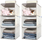 2 Packs Hanging Closet Organizer Storage, 3-Shelf Hanging Shelves for Closet, Closet Clothes Organizer and Storage with Side 