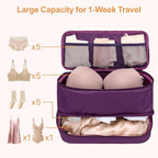 Cambond Travel Underwear Organizer Bag - 4-in-1 Soft Double Layer Bra Travel Bag, Portable Expandable Compression Packing Org