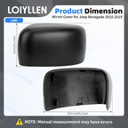 Driver & Passenger Side Mirror Cover Replacement for Jeep Renegade 2015 2016 2017 2018 2019 - Left & Right Side Mirror Covers, Rear View Mirror Cap Accessories Textured, Without Lamp