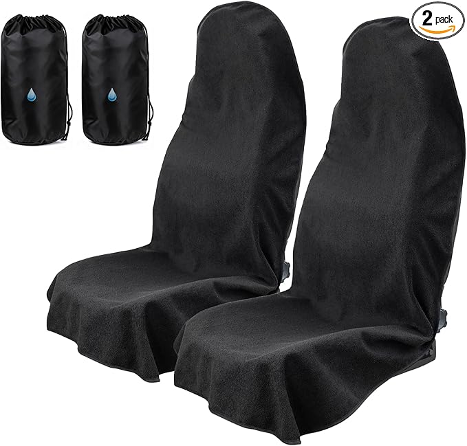 Universal Car Seat Cover Towel, Waterproof Washable Sweat Protection for Front Bucket Seats, Non-Slip Fit, Fits Cars SUVs Tru