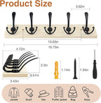 Wooden Coat Rack Wall Mount Heavy Duty, 2 Pack Coat Hanger Wall Mount with 5 Triple Hooks for Clothes, Jacket, Hat, Keys, Spa