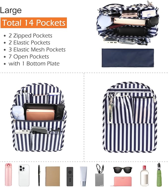 Surblue Backpack Organizer Insert Liner Hanging Travel Rucksack Purse and Handbag Insert Pocket, High-capacity Divider Foldab