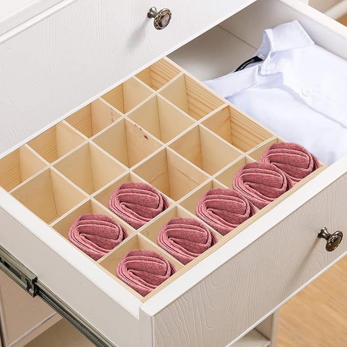 Baluue Underwear Storage Case with 20 Compartments Stackable Drawer Organizer for Socks Panties and Accessories Space-Saving 