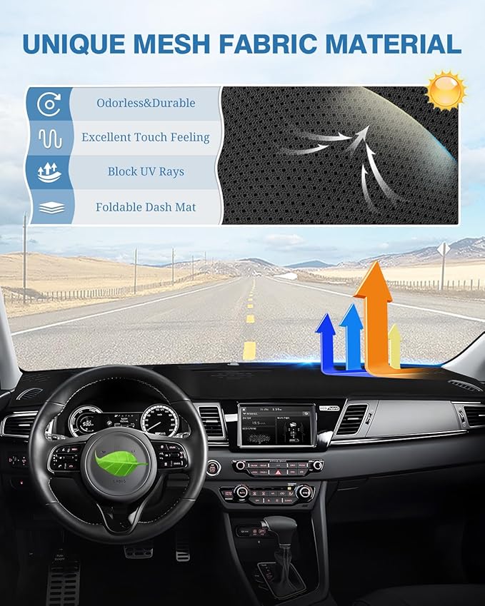 FIILINES Dash Cover Fit for 2017-2022 Kia NIRO Accessories Sunshade Non-Slip Mesh Dash Cover for NIRO Accessories Dashboard C