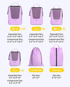 BAGSMART Compression Packing Cubes for Travel, 6/5/4set Lightweight Packing Organizers, Summer Travel Essentials Suitcase Org