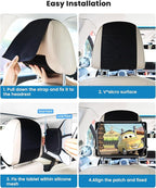 WONNIE Car Tablet Holder, Upgraded iPad Holders for Car Mount Headrest, iPad Mount Back Seat for Kids with Anti-Slip Strap, Silicone Holding Net/Fits All 7-12.9'' Tablets, 2 Pack