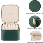 VLANDO Travel Jewelry Box Organizer – Portable PU Leather Jewelry Case with 6/8/12 Zippered Pouches, Compact Storage for Earr
