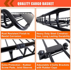 MeeFar Roof Rack Carrier Carrier Basket 51"*36"*5"+Waterproof Bag 15 Cubic Feet(44"*34"*17"),and Cargo Net with Attachment Hooks,Ratchet Straps.200 Lbs Capacity,Universal Rooftop Large Size Roof Rack