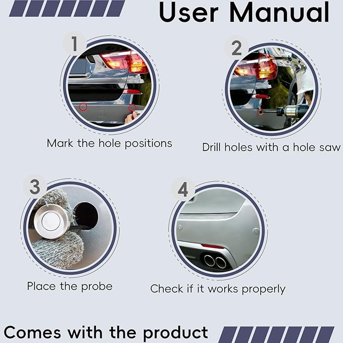 LCD Parking Sensor Kit - Displays Data on Original Screen, Easy Rear Installation, Compatible with All Camera Formats (AHD, C