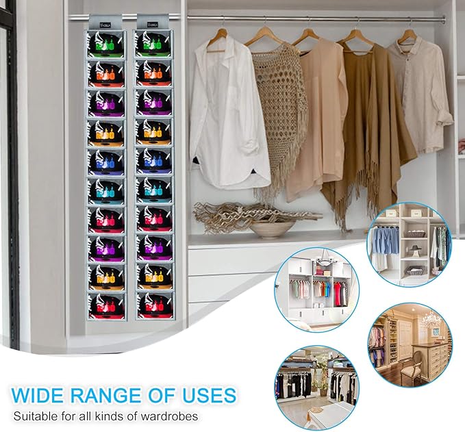 VAESIDA Hat Rack - 10 Shelf Upgraded Version Hat Organizer for Closet with Dust Shield & Side Mesh Storage Pockets - Hat Hold