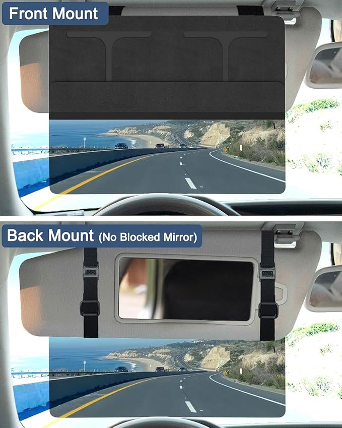 Car Visor Extender Sun Bblocker，Upgraded UV400 Car Sun Visor Extension with PC Lens and Side Sunshade,Filter UV，Safe Ddriving.Universal for SUV, Family Automotive, Black