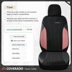 Coverado Automotive Seat Covers Front Seats, Luxury Car Seat Covers, Leather Seat Covers 2-Pack, Mesh Design, Pink Driver Sea