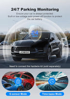 JOMISE 4K Dash Cam Front and Rear with 5Ghz WiFi GPS, Dual Dashcam with 64GB Card, 3" Screen, Night Vision, 24H Parking Mode 