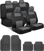 BDK PolyPro Car Seat Covers Full Set Combo with Front and Rear Waterproof All -Weather Car Floor Mats - Universal Fit Automot