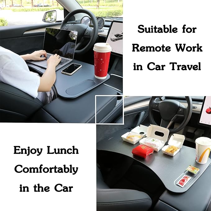for Tesla Model Y 3 Food Tray Desk for Laptop Foldable Car Table for Eating Travel Multipurpose Tray for Driver Accessories