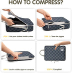 8 Set Compression Packing Cubes for Travel, Lightweight Dual Zipper Packing Cubes, Space-Saving Suitcase Organizer for Travel