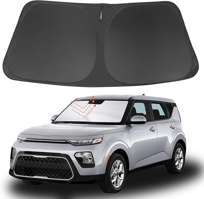 Front Windshield Sun Shade Foldable Car Front Window Sun Shade Windshield Shade Custom Fit for 2020-2026 Kia Soul Block UV Rays Accessories Heat Keep Cooler