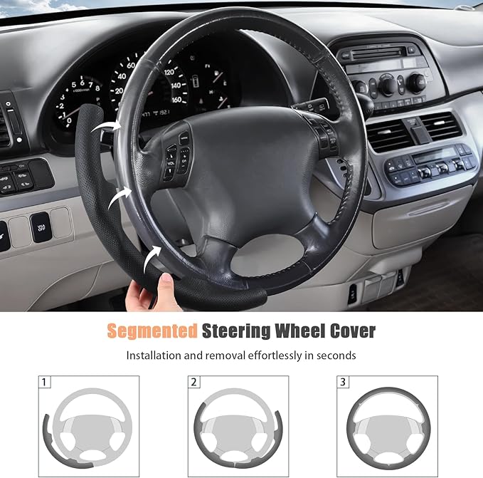 Aimato Customized Steering Wheel Cover for Honda Accord 2003-2007/Odyssey 2005-2010,Thin,Anti-Slip,Scratch-Resistant Exclusive Car Accessory for Honda,Nappa Black