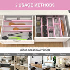 ANTOWIN Expandable Bamboo Drawer Dividers Organizers, Drawer Separators Splitter, 17-22 inches Long Adjustable Spring-loaded 