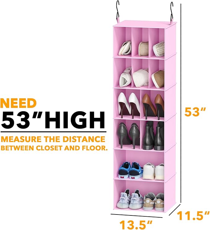 SpaceAid 2 Pack Hanging Closet Organizer and Storage with Dividers, 24 Compartments Hanging Shoe Shelves for Closet, Wardrobe