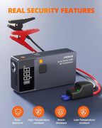 Car Battery Jump Starter with Air Compressor,8000mAh Battery Jump Box with Tire Inflator,Jump Booster with Smart Jumper Cables,LED Light Emergency Kits for Vehicles,Arrancador Ae Batería