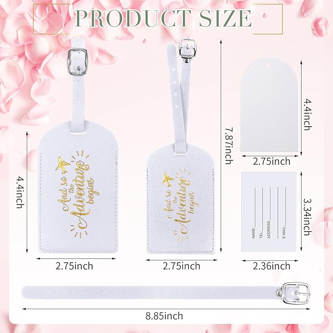 Amylove Bulk Luggage Tags Wedding Favors Adventure Begins Luggage Tags for Guests Travel Tag for Suitcase Bridal Gift 24 Pack