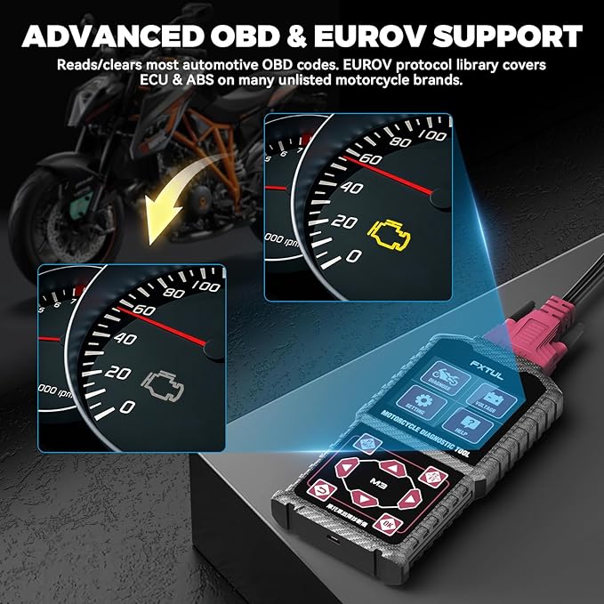 MR CARTOOL Motorcycle Diagnostic Tool OBD2 Motorcycle Fault Code Readers Scan Tool Motorcycle Code Reader Scaner Compatible