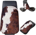 Sunglasses Holder for Car Visor, PU Leather Glasses Clip Organizer, Cute Magnetic Eyeglass Holder for Vehicle Sun Visor, Car Interior Accessory for Women & Men Brown Cow Hide