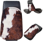 Sunglasses Holder for Car Visor, PU Leather Glasses Clip Organizer, Cute Magnetic Eyeglass Holder for Vehicle Sun Visor, Car Interior Accessory for Women & Men Brown Cow Hide