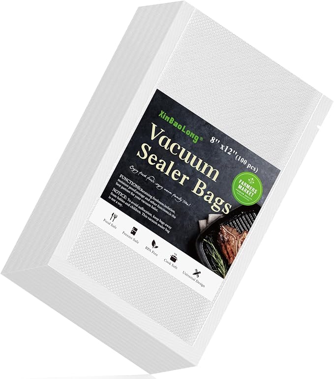 Vacuum Sealer Bags For Food - 100 Quart 8" x 12" - Commercial Grade BPA Free Bag - Durable Customized Size Food Vac Bags for 