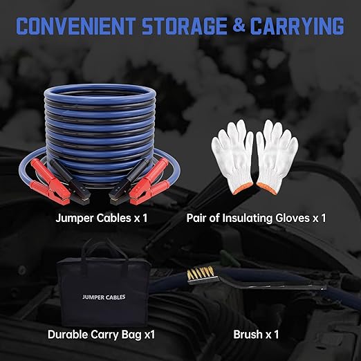 Heavy Duty Jumper Cables, 0 Gauge 30 Feet 1000AMP, Automotive Booster Cables for 12V & 24V Cars, Jump Starter for Dead or Weak Batteries, Suitable for 8L Gas & 6L Diesel, Includes Carry Bag