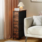Somdot Narrow Dresser with 4 Drawers, Slim Storage Organizer Chest of Drawers with Removable Fabric Drawers for Small Spaces 