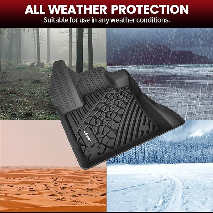 LASFIT Floor Mats for Jeep Compass 2017-2025 2026 All Weather TPE Custom Fit Car Mats Floor Liners 1st & 2nd Row, Black