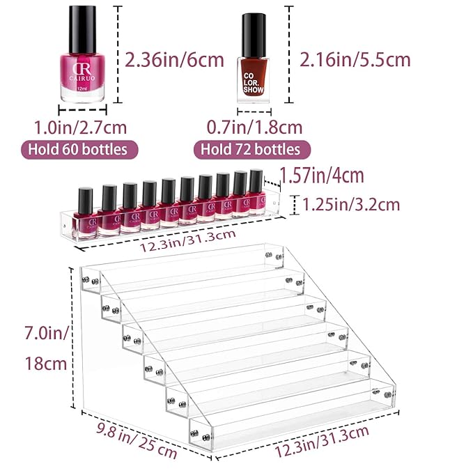 Gospire 6 Tier Clear Acrylic Nail Polish Ink Rack Sunglasses Organizer Eyeglasses Display Rack essential oil Stand Holder Jew