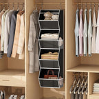 Hanging Closet Organizer 4 Shelf Collapsible Bedroom Closet Organizers and Storage Hanging with Mesh Pocket for Clothes, Clos