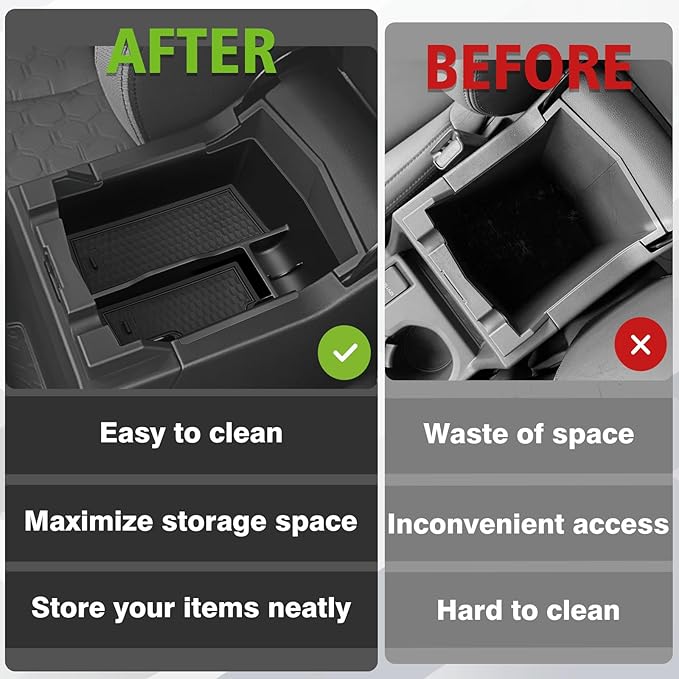 Muslogy Upgraded Center Console Organizer Compatible with 2025 Subaru Forester Middle Armrest Storage Box Insert Tray Cable Holder Interior Accessories Easy Removal (Black) Won't fit 2026 Model