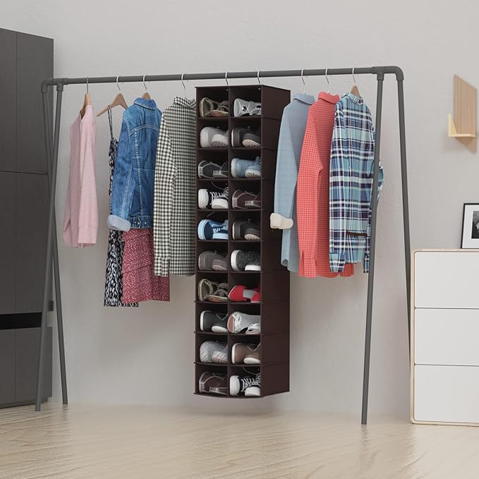 Libeder Hanging Shoe Organizer for Closet, Hanging Closet Organizers 20 Section Shoe Shelves, Space Saving Shoe Holder & Stor
