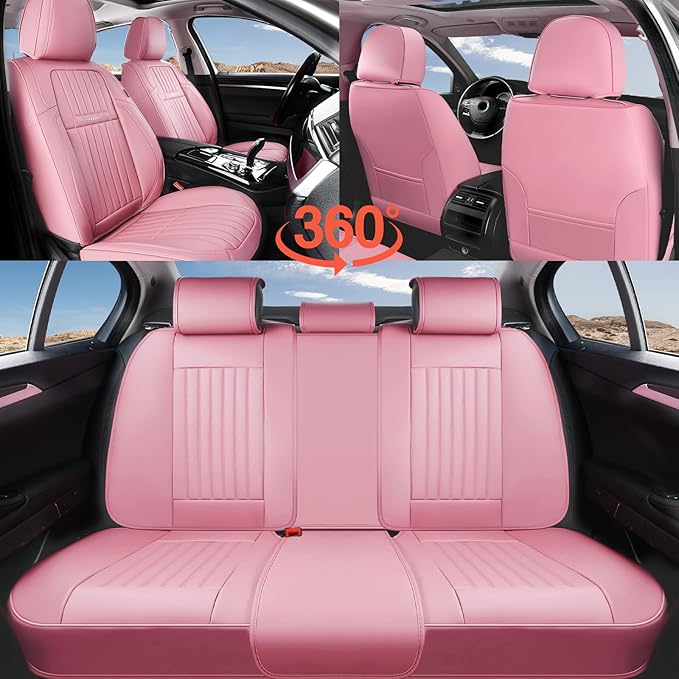 Coverado Car Seat Covers Full Set, Seat Covers for Cars, Car Seat Cover, Car Seat Protector, Leather Car Seat Cushion, Waterp