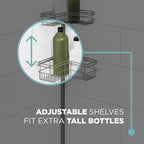 Zenna Home Shower Tension Pole Caddy, Satin Nickel