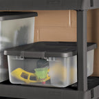 Sterilite 6-Pack ShelfTote, Clear Plastic Storage Bins with Lids, 25 Quart, Gray - Stackable Organizing Container Boxes for C