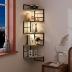 Corner Floating Shelves with Lights - 5 Tiers Corner Shelf Wall Mounted, Bookshelf with LED Light, Floating Shelves for Wall,