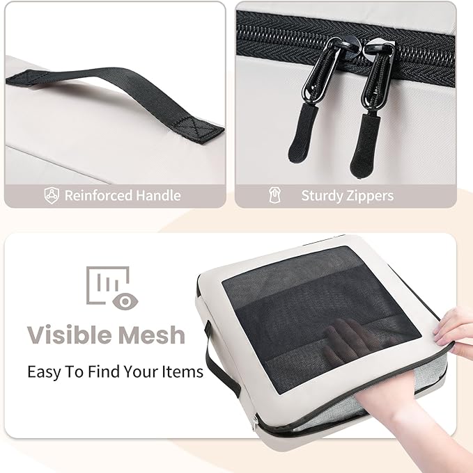 Mesh Packing Cubes for Travel, Durable Luggage Organizer with Sturdy Material and Double Zippers, Comprehensive Set for Trave