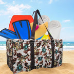 NGIL Extra Large Utility Tote Reusable Grocery Bag Oversized Collapsible for Groceries, Storage, Picnic, Beach (Bulls and Cow-Black)