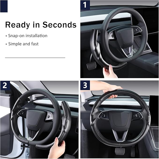 Steering Wheel Cover for Tesla Model Y Juniper (2025- Present) Model 3 Highland (2024- Present), Steering Wheel Accessories for Tesla Model Y Juniper / 3 Highland