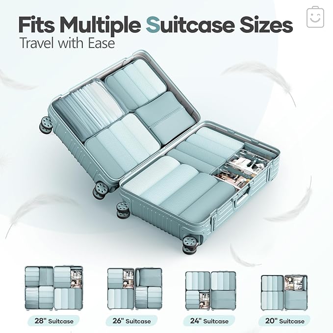 Veken 9/11 Set Compression Packing Cubes for Travel Essentials,Compressible Expandable Large Luggage Suitcase Organizer Bags 